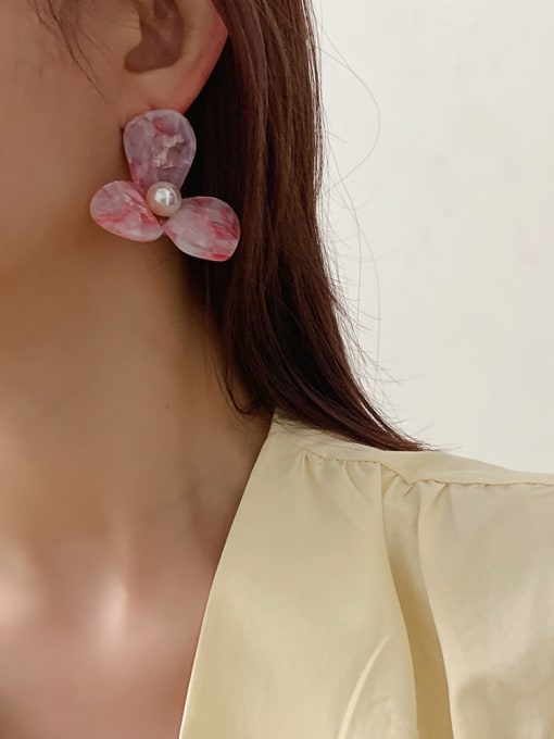 ZRUI Alloy Resin Flower Vintage Exaggerated sense of design Drop Earring 1