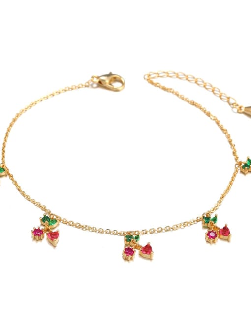 Love cherry Brass Cubic Zirconia Multi Color Friut Cute Bracelet