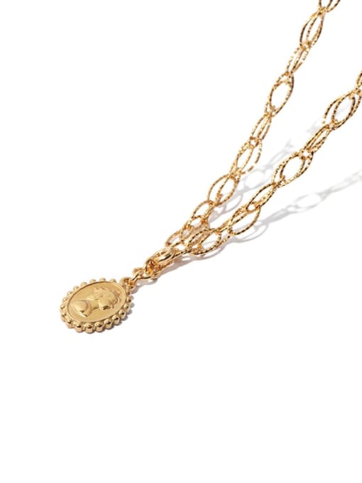 Five Color Brass Geometric  chain  Vintage Pendant Necklace 0