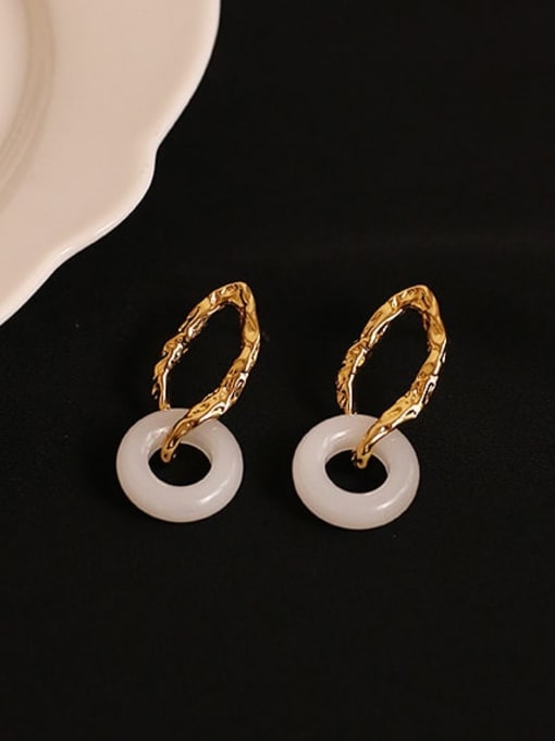 ACCA Brass Glass Stone Geometric Vintage Huggie Earring 3