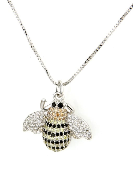 renchi Brass cubic zirconia cut bee Pendant Necklace 2