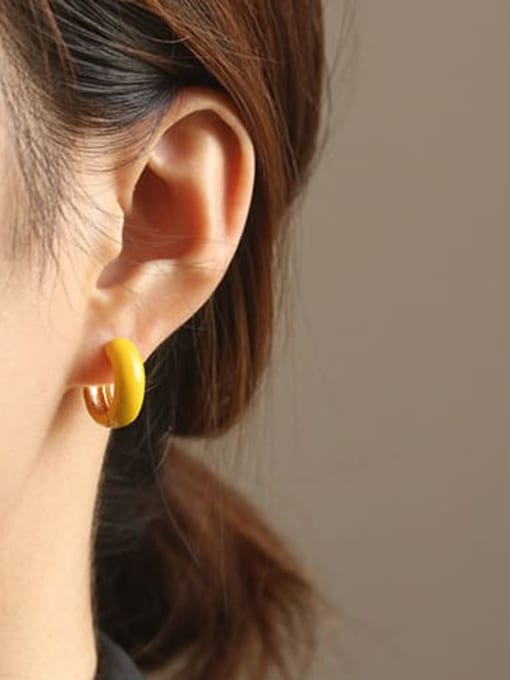 ACCA Brass Enamel Geometric Minimalist Huggie Earring 1