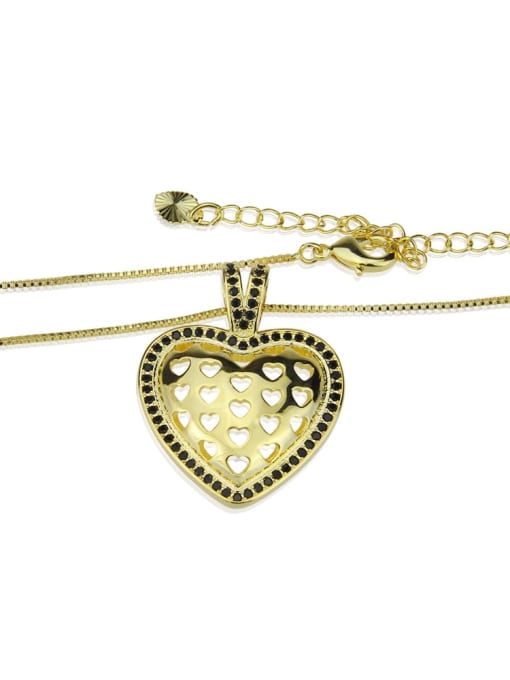 renchi Brass Hollow Heart  Vintage  Pendant Necklace 2