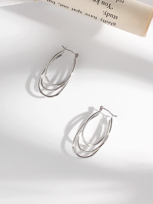 White K Copper  Smooth Geometric Minimalist Stud Trend Korean Fashion Earring