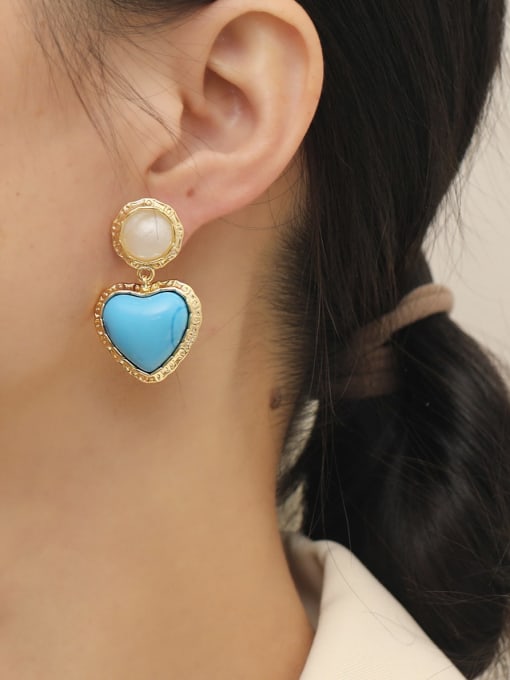 HYACINTH Brass Enamel Heart Minimalist Drop Earring 1