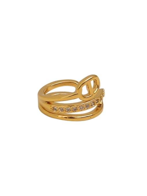 HYACINTH Brass Cubic Zirconia Geometric Vintage Clip Trend Korean Fashion Earring (single) 0