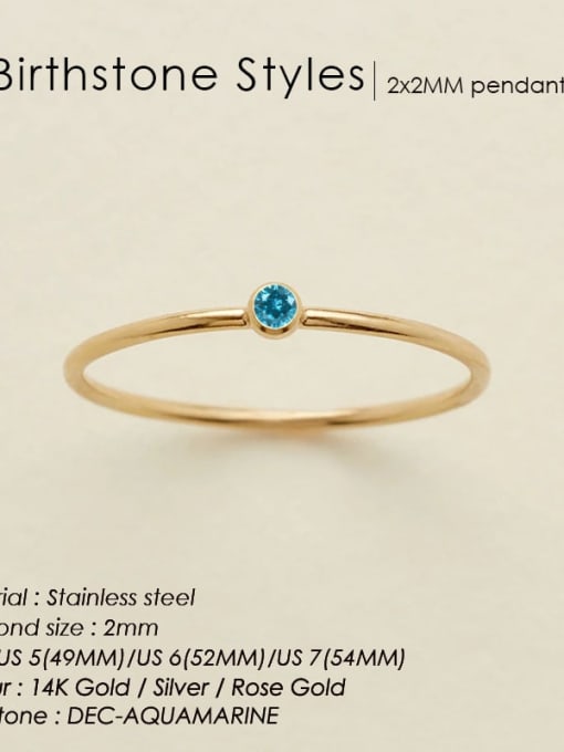 Blue and golden lake water in December Stainless steel Birthstone Geometric Minimalist Band Ring