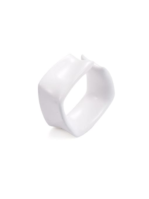 White wide face Zinc Alloy Enamel Geometric Minimalist Band Ring