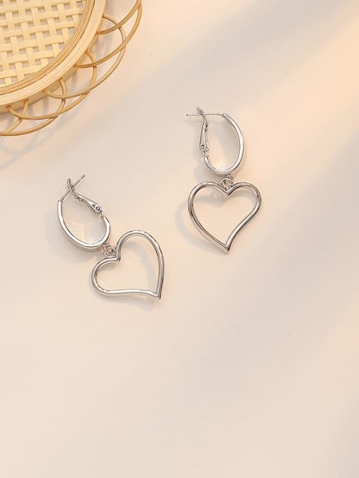 HYACINTH Copper Hollow Heart Minimalist Huggie Trend Korean Fashion Earring 3