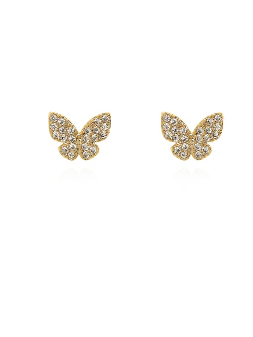 HYACINTH Copper Cubic Zirconia Butterfly Cute Stud Trend Korean Fashion Earring 2