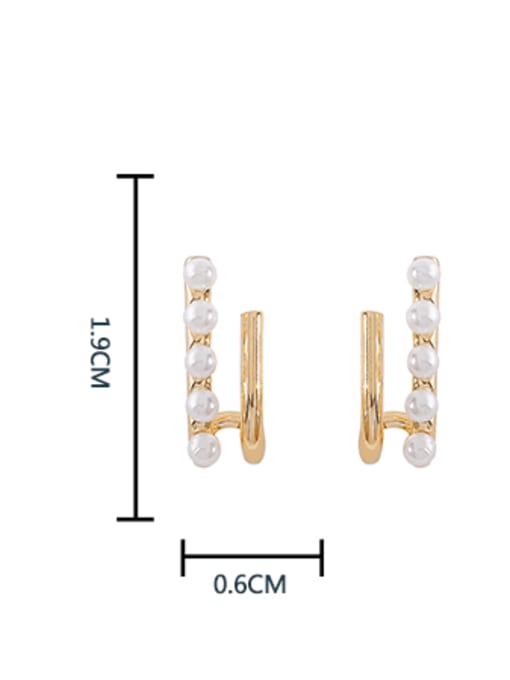 HYACINTH Brass Imitation Pearl Geometric Minimalist Stud Earring 3
