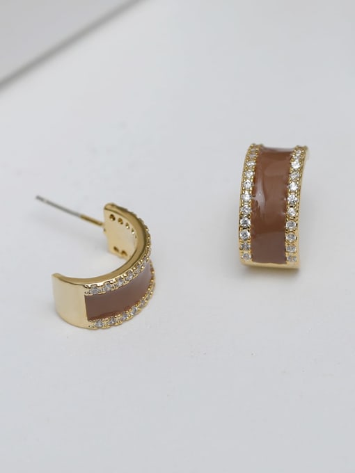 HYACINTH Brass Enamel Geometric Minimalist Stud Earring 2