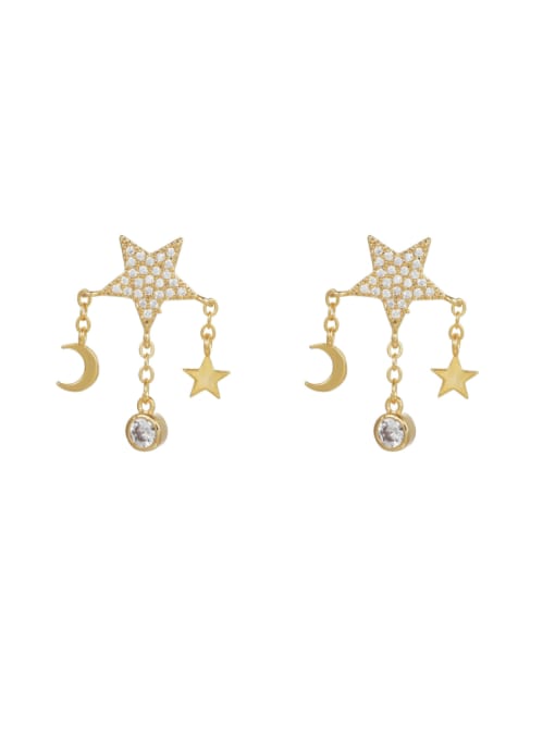 COLSW Brass Cubic Zirconia Pentagram Minimalist Drop Earring