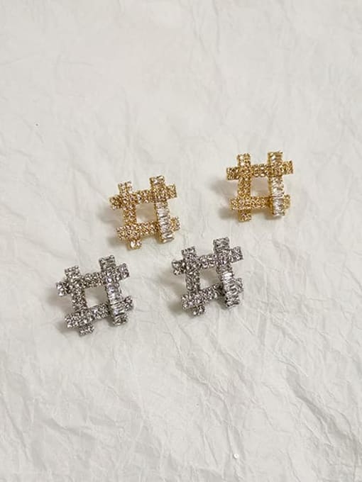 HYACINTH Copper Cubic Zirconia Geometric Dainty Stud Trend Korean Fashion Earring 1