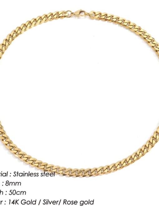 Gold 8mm 50cm Stainless steel Geometric Vintage Hollow  Geometric  Chain Necklace