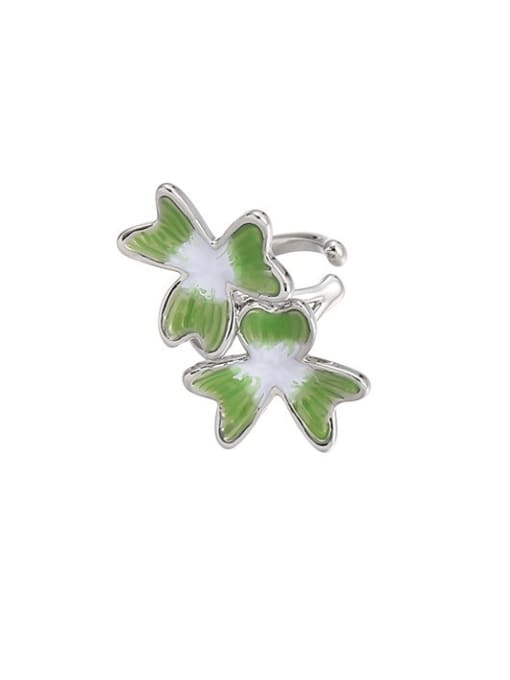 green 2.2cm*1.3cm Brass Enamel Flower Bohemia Stud Earring