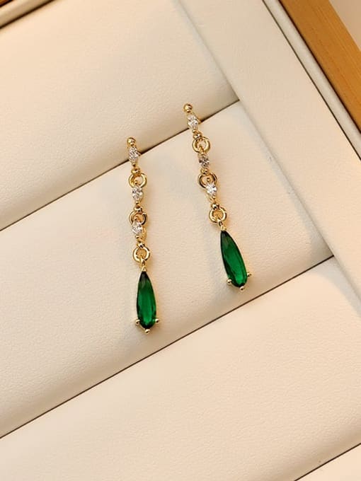 14K gold Copper Cubic Zirconia Water Drop Minimalist Drop Trend Korean Fashion Earring