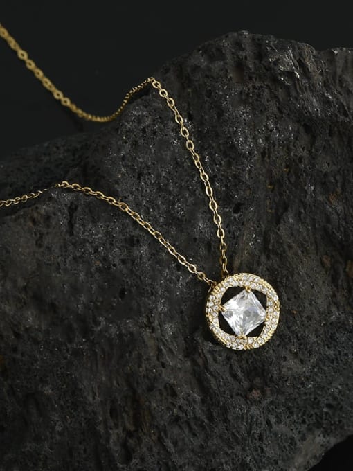 YOUH Brass Cubic Zirconia Geometric Minimalist Necklace 2