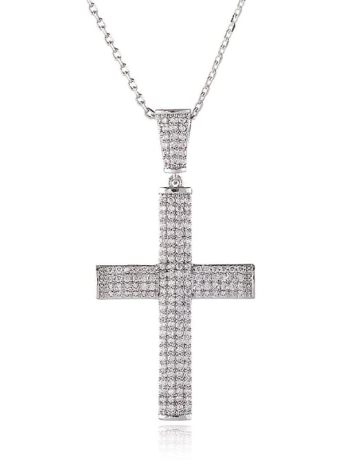 YILLIN Brass Cubic Zirconia Cross Minimalist Regligious Necklace