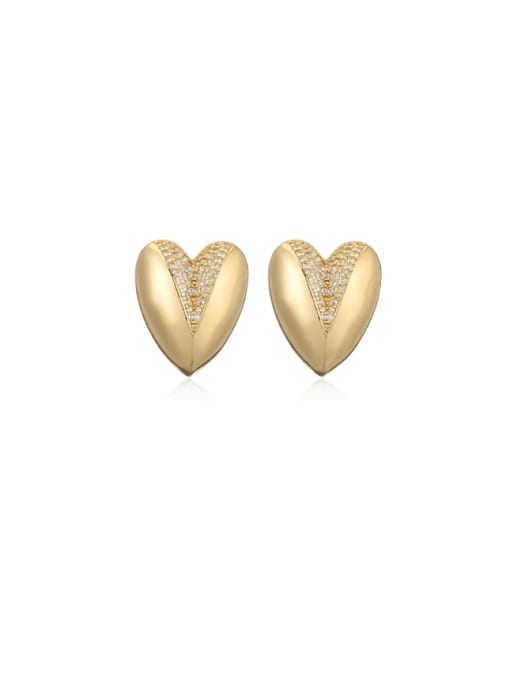 AOG Brass Cubic Zirconia Heart Minimalist Stud Earring 0