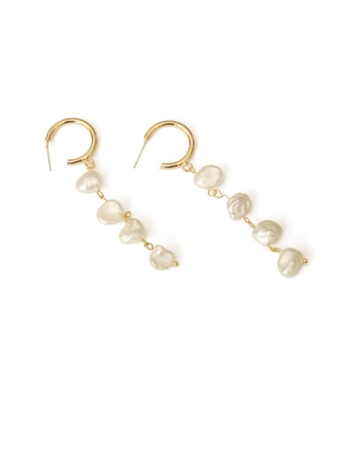ACCA Brass Freshwater Pearl Tassel Vintage Drop Earring 3