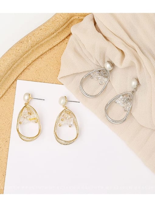 HYACINTH Copper Crystal Geometric Dainty Drop Trend Korean Fashion Earring 1
