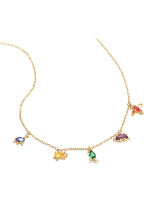 Necklace Gold 40+ 5cm Brass Cubic Zirconia Multi Color Irregular Minimalist Necklace