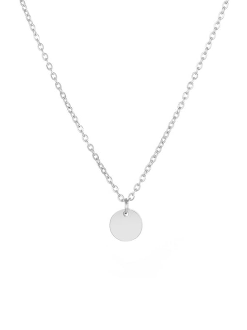 Steel color Stainless steel Round Minimalist Necklace