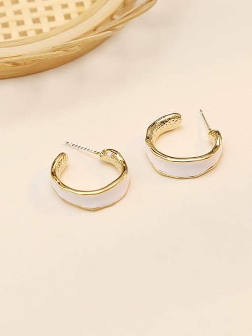 HYACINTH Copper Enamel C shape Minimalist Stud Trend Korean Fashion Earring 4