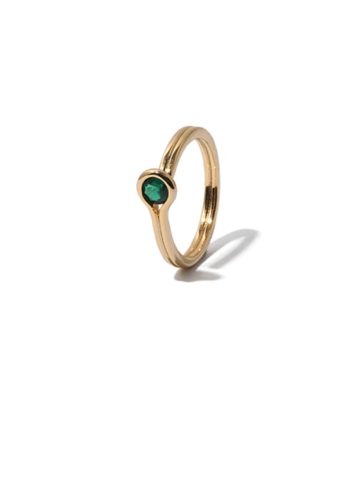 Green Zircon Brass Cubic Zirconia Geometric Minimalist Band Ring