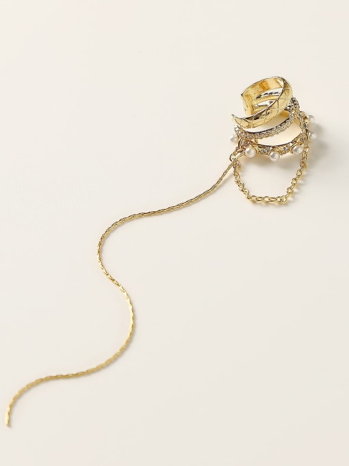 14k Gold Brass Imitation Pearl Tassel Vintage Drop Trend Korean Fashion Earring