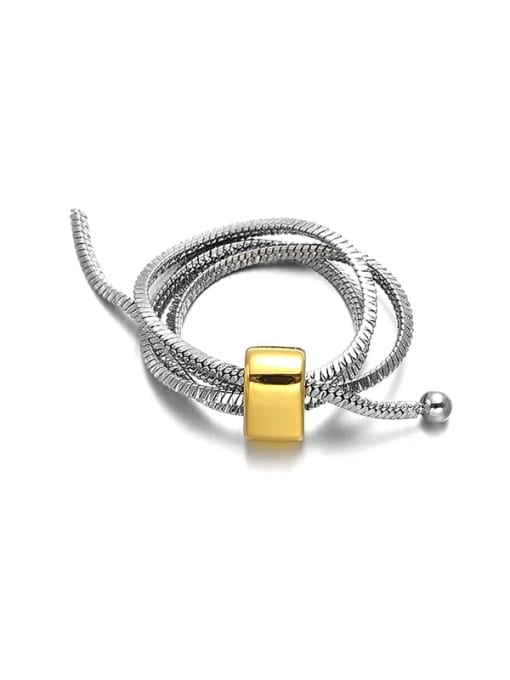Adjustable size platinum line Brass Geometric Trend Ring