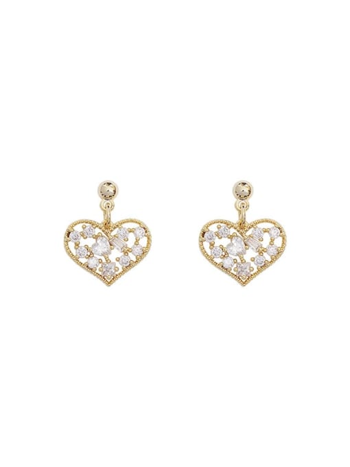 HYACINTH Copper Cubic Zirconia Heart Cute Stud Trend Korean Fashion Earring 0