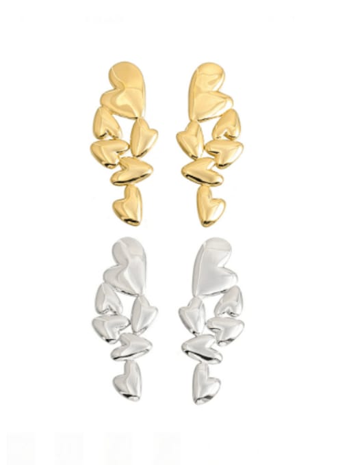 ACCA Brass Smooth Heart Vintage Drop Earring 2