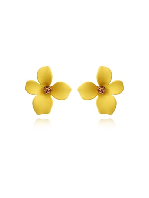 HYACINTH Brass Enamel Flower Cute Stud Trend Korean Fashion Earring 4