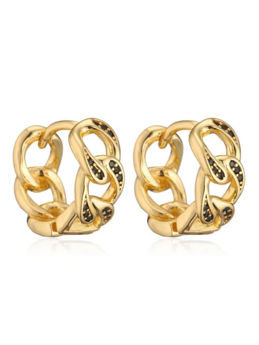 40669 Brass Cubic Zirconia Geometric Vintage Huggie Earring