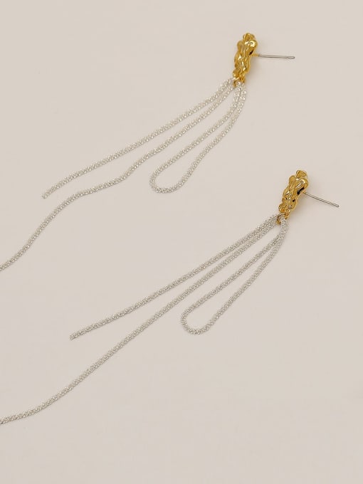 14k Gold Brass Tassel Vintage Threader Trend Korean Fashion Earring