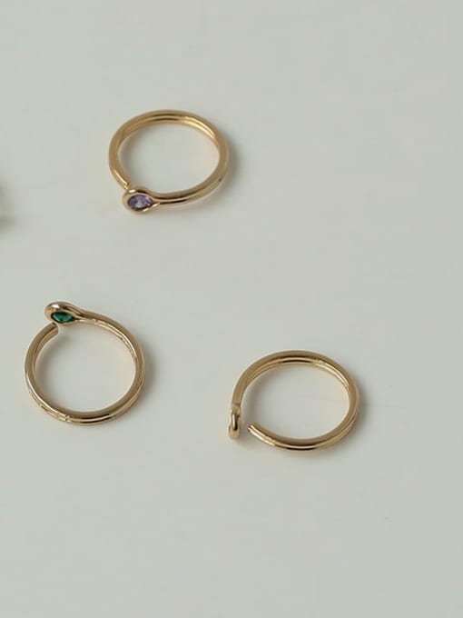 Five Color Brass Rhinestone Geometric Minimalist Band Ring 3