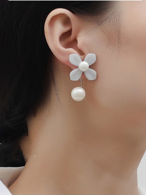 HYACINTH Brass Acrylic Flower Trend Drop Trend Korean Fashion Earring 1