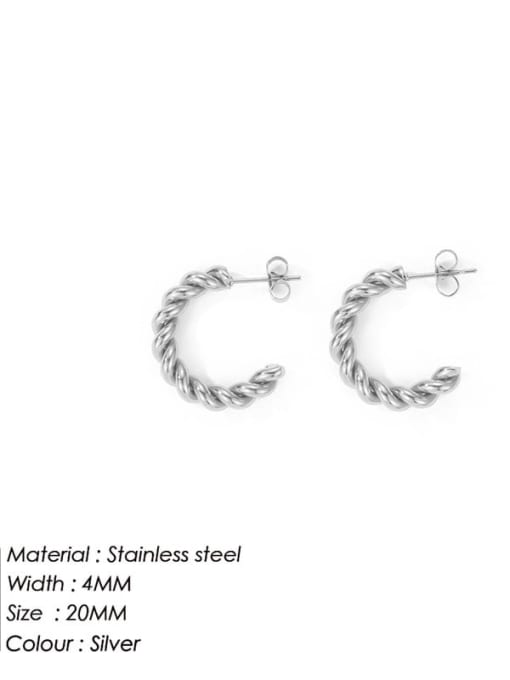 20MM steel color YE35953 Stainless steel Geometric Minimalist Twist C Shape Stud Earring