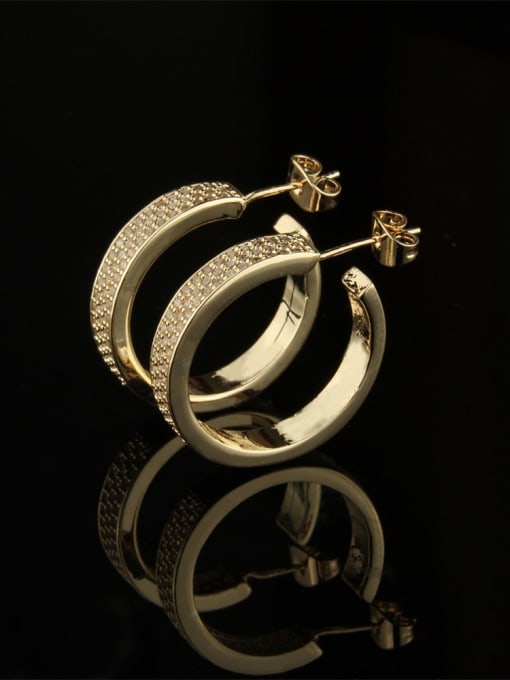renchi Brass Cubic Zirconia Round Dainty Huggie Earring 2
