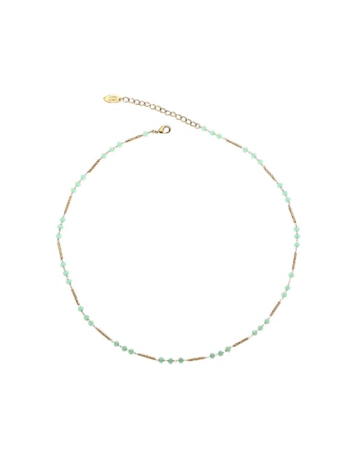 Green Natural Stone Necklace BrassMinimalist Geometric  Bracelet and Necklace Set