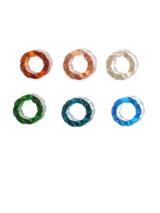 ACCA Millefiori Glass Geometric Personality color translucent Twisted Ring 0
