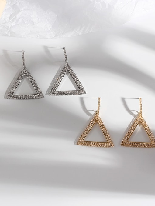 HYACINTH Copper Rhinestone Triangle Minimalist Drop Trend Korean Fashion Earring 1