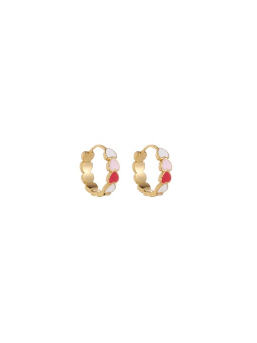 Five Color Brass Enamel Heart Dainty Stud Earring 0
