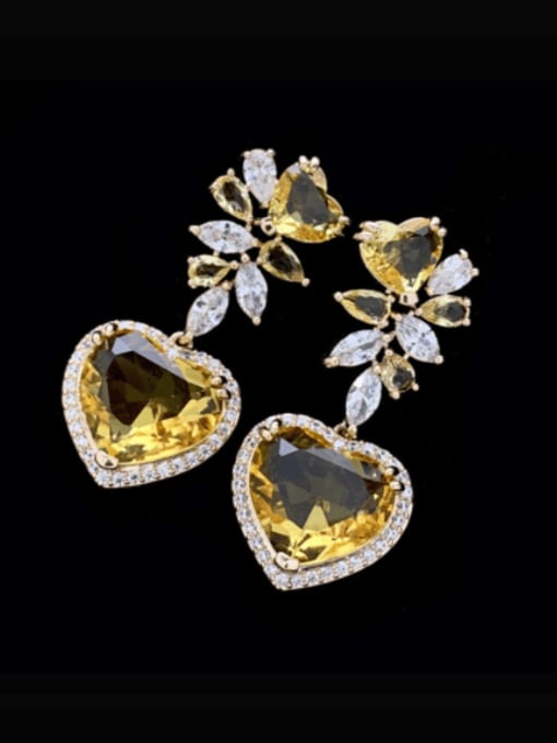 SUUTO Brass Cubic Zirconia Heart Luxury Drop Earring 1