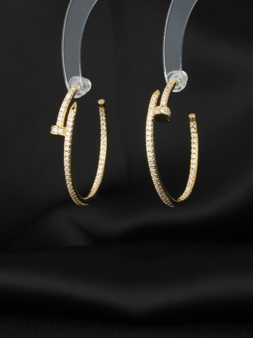 OUOU Brass Cubic Zirconia Geometric Minimalist Cluster Earring 1