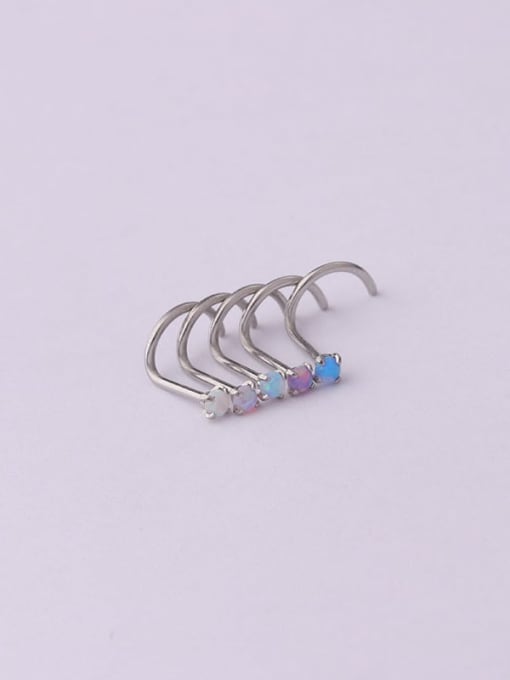 HISON Stainless steel Opal Geometric Cute Nose Studs(Single Only One) 1