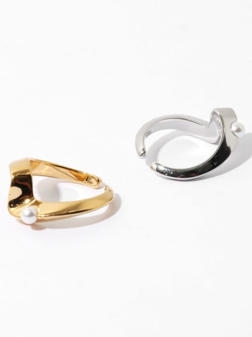 TINGS Brass Imitation Pearl Irregular Minimalist Band Ring