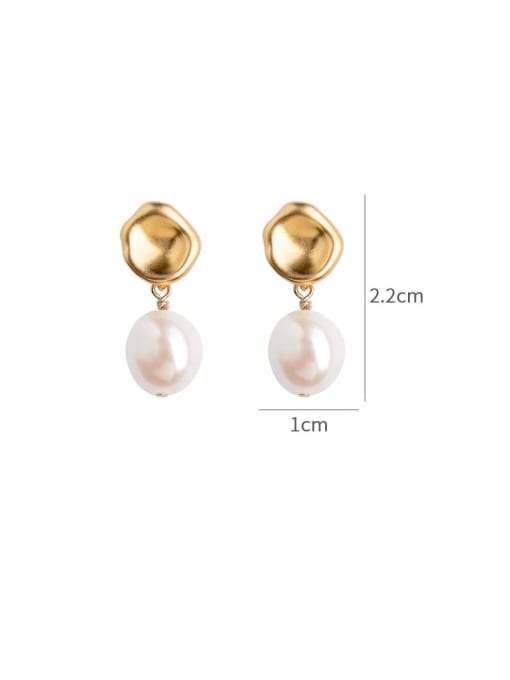 YOUH Brass Imitation Pearl Water Drop Dainty Stud Earring 2